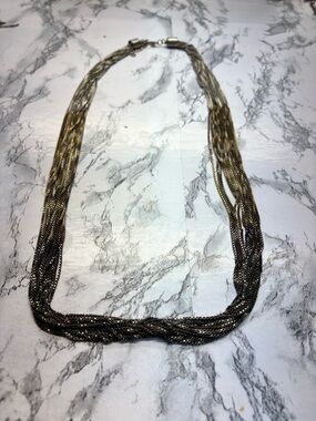 Women's Three-Tone ombré Metallic Multi-Strand Necklace - Silver and Gold